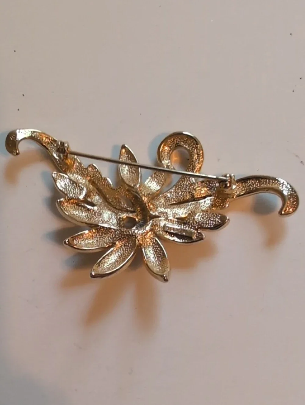 Napier Vintage Gold-Tone Crystal Brooch - Elegant Floral Design